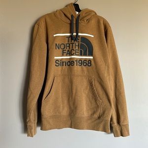The North Face Men’s Hoodie heathered tan with blue grey Size Large